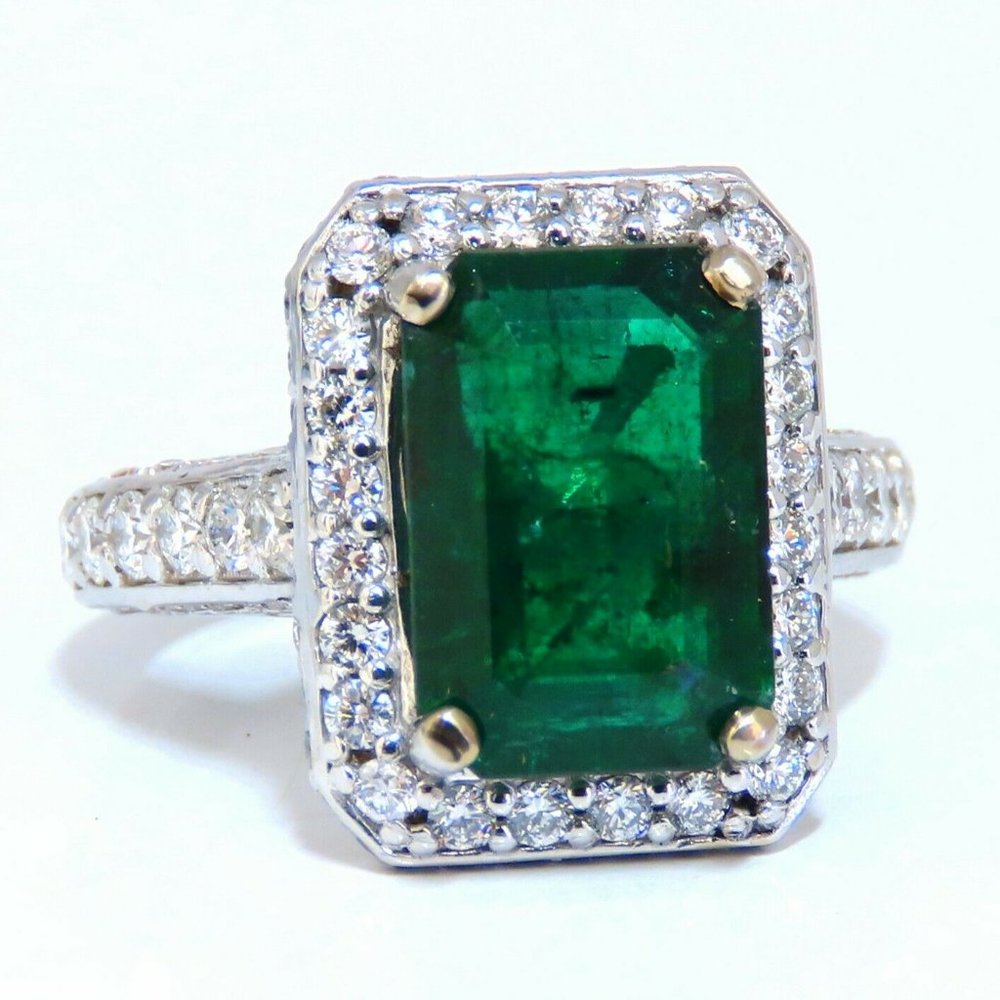 5.52ct Natural Vivid Green Emerald Diamonds Ring 1*